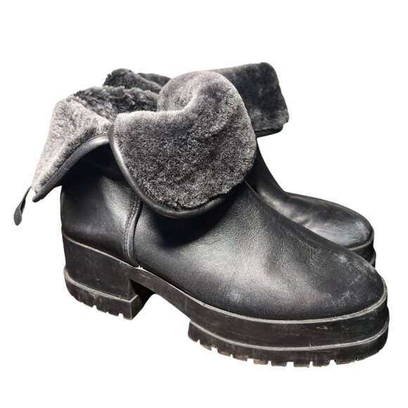 Clergrie Leather Boots Chunky Platform Fur Lined Winter Y2K Goth Grunge  Men 9.5 - Picture 1 of 13